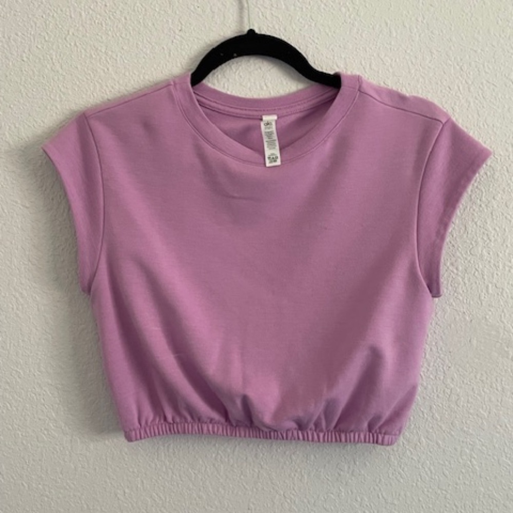 ALO YOGA Dreamy Crop Top Short Sleeve, Purple-ish/Pink 💜🩷 Size XS - Picture 2 of 8